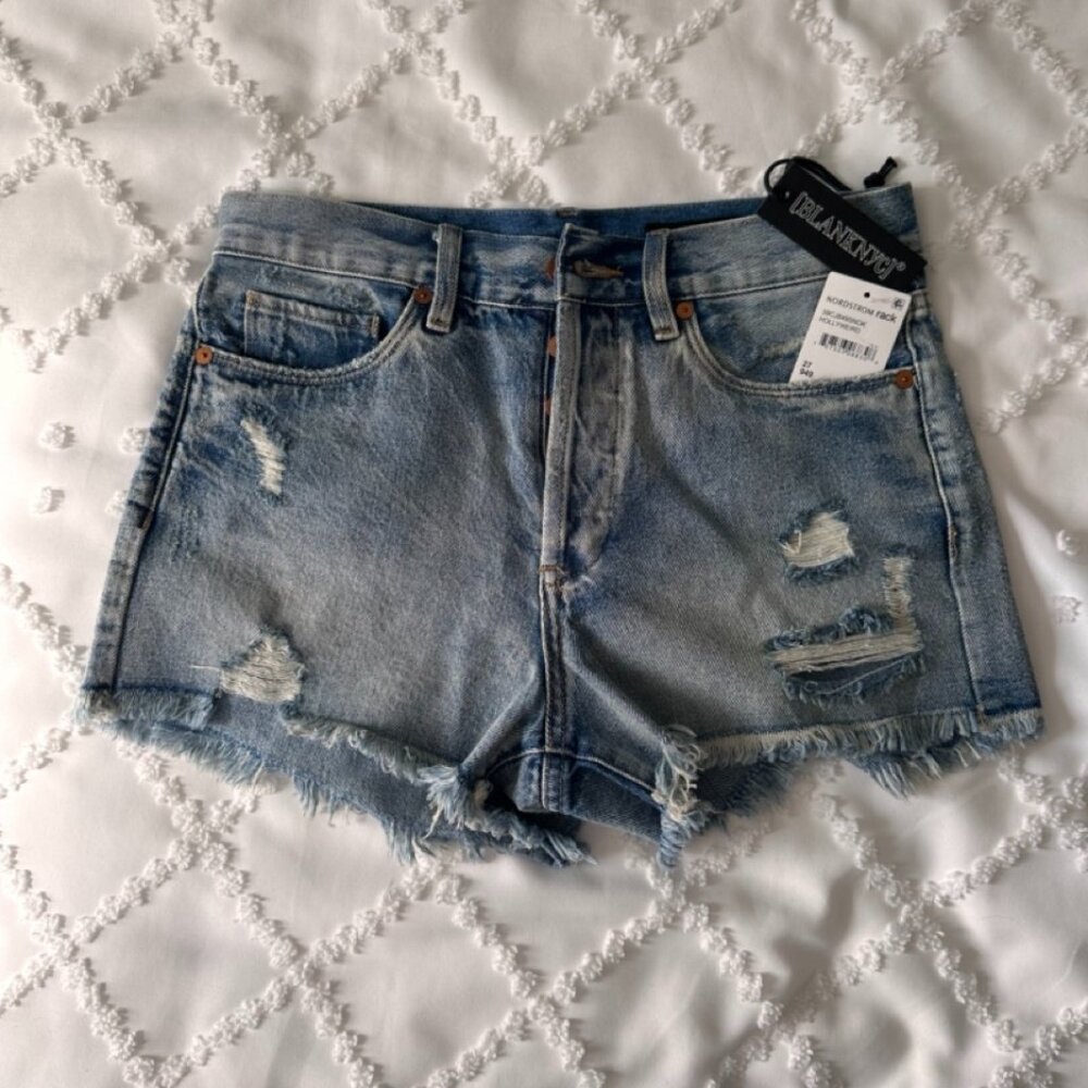 New Blank NYC Ripped Light Jean Shorts